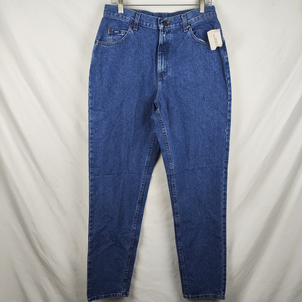 Lee Jeans Womens 12 Tall Blue Medium Wash High Rise Relaxed Tapered Denim Pants
